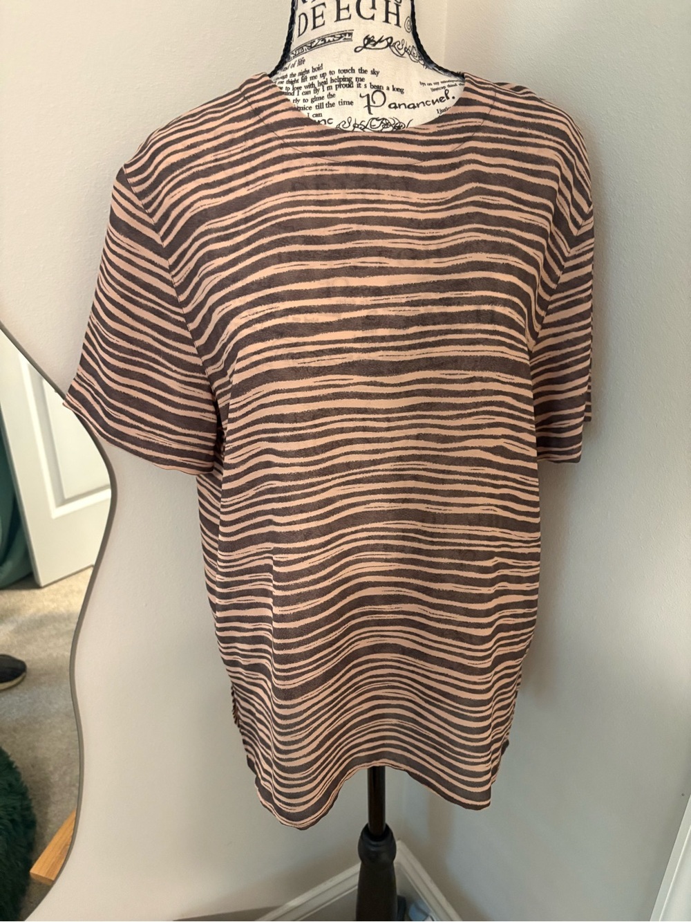 Possible Vintage 80s 90s Abstract Zebra Stripe Top Brown Blush M/L